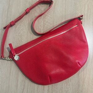 Chic Red Perforated Crossbody Bag